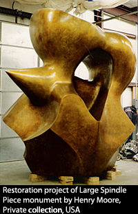 Restoration project of Large Spindle Piece monument by Henry Moore, Private collection